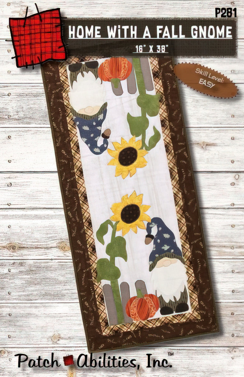 Home With a Fall Gnome Table Runner Pattern by Patch Abilities