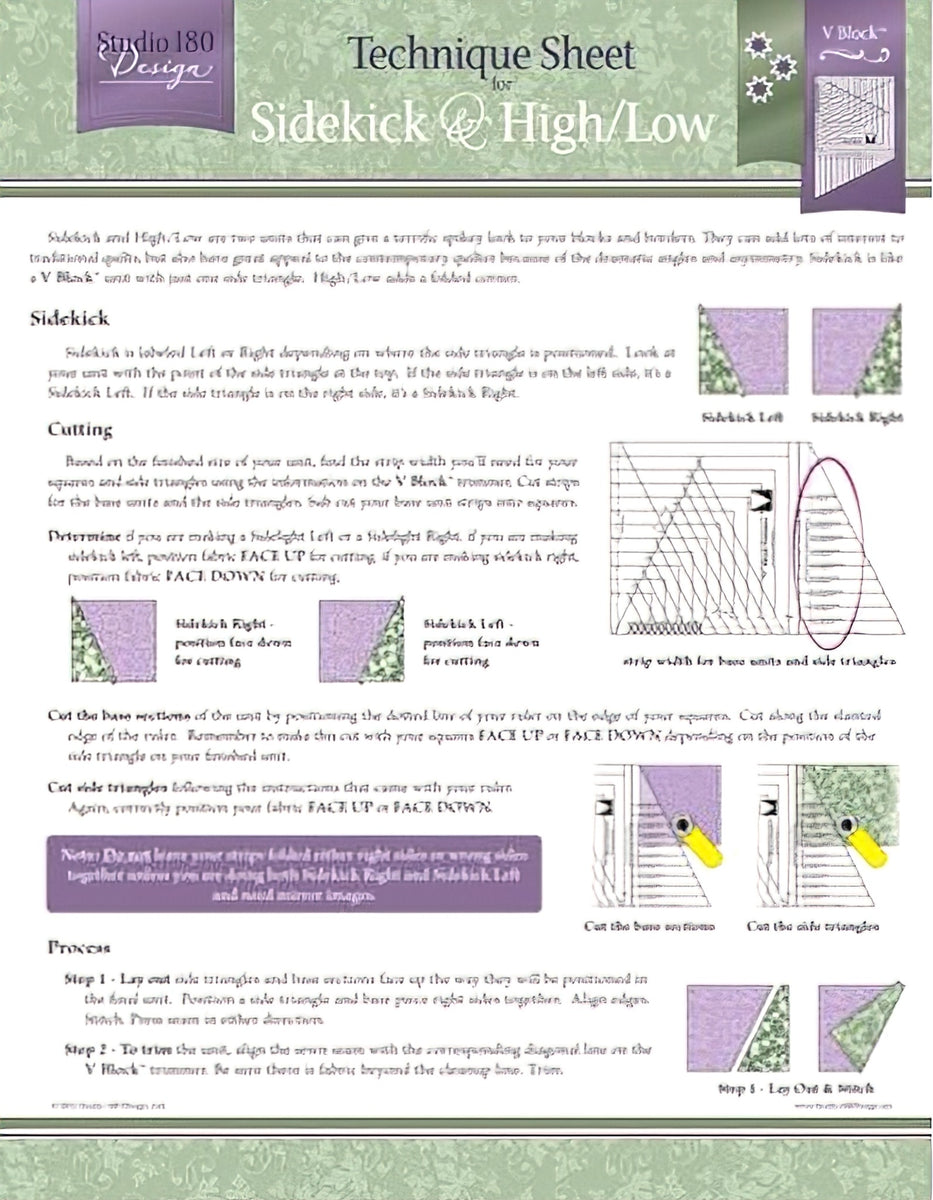 Sidekicks and High/Low Technique Sheet by Deb Tucker Studio 180 Design