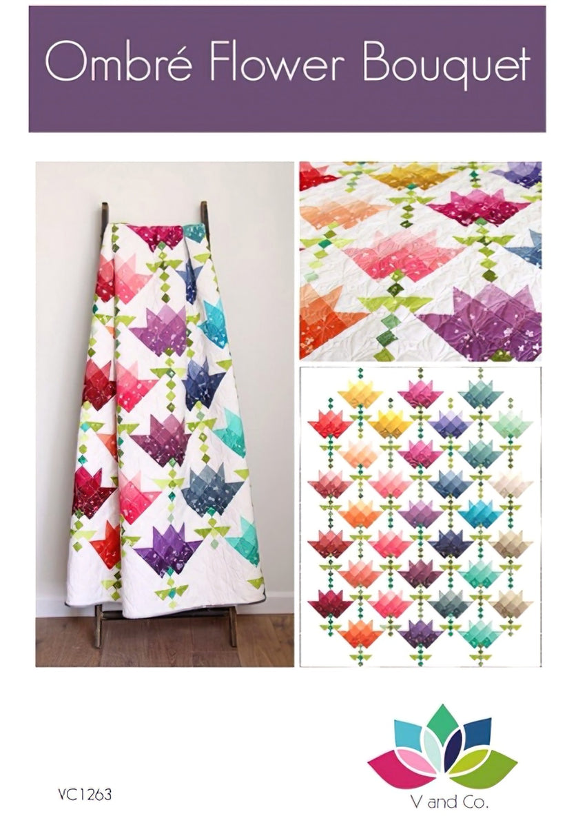 Ombre Flower Bouquet Quilt Pattern by V and Co