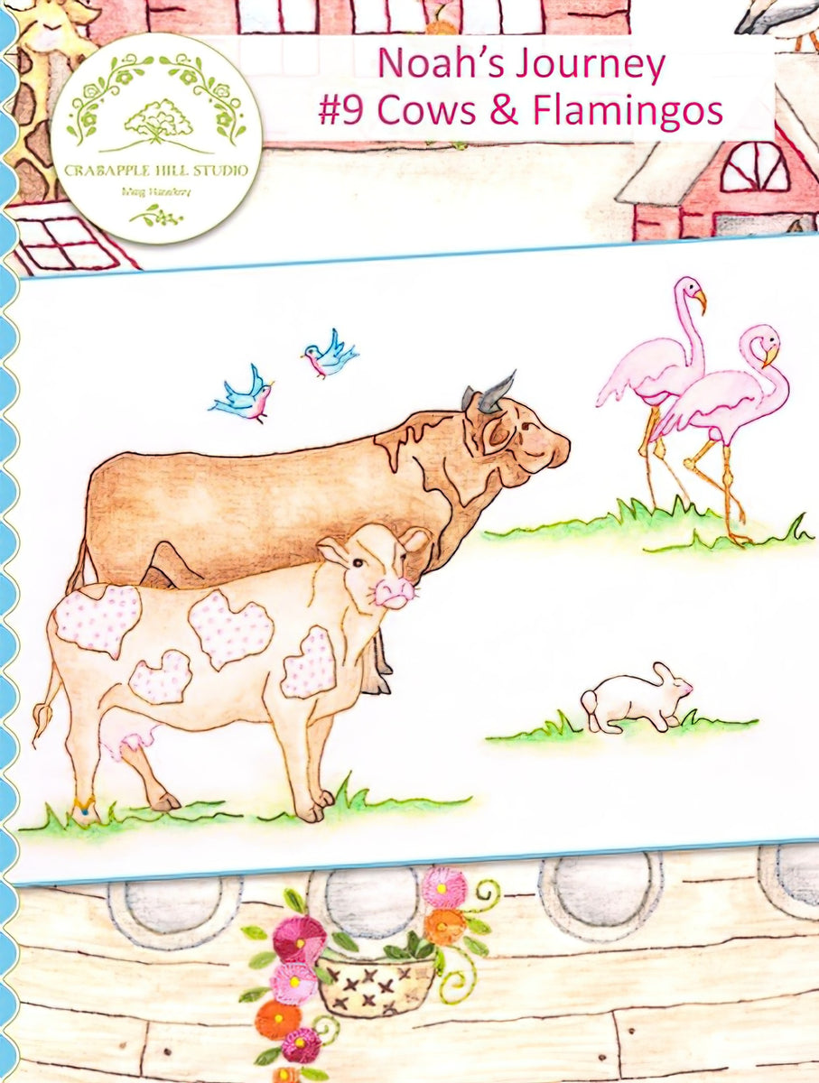 Noah's Journey #9 - Cows & Flamingos by Crabapple Hill Studio