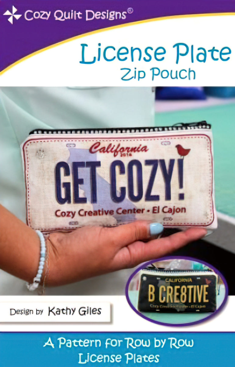 License Plate Zipper Pouch Pattern by Cozy Quilt Designs