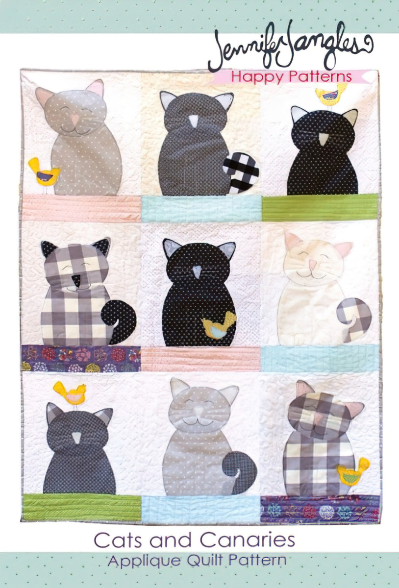 Cats and Canaries Applique Quilt Sewing Pattern by Jennifer Jangles