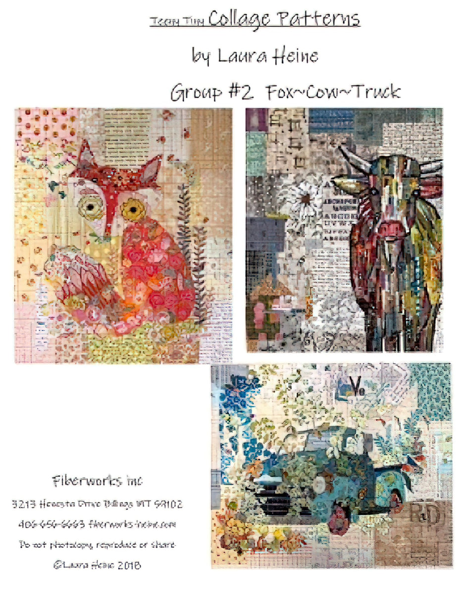 Teeny Tiny Collage Patterns Group 2 -Fox-Cow-Truck by Laura Heine