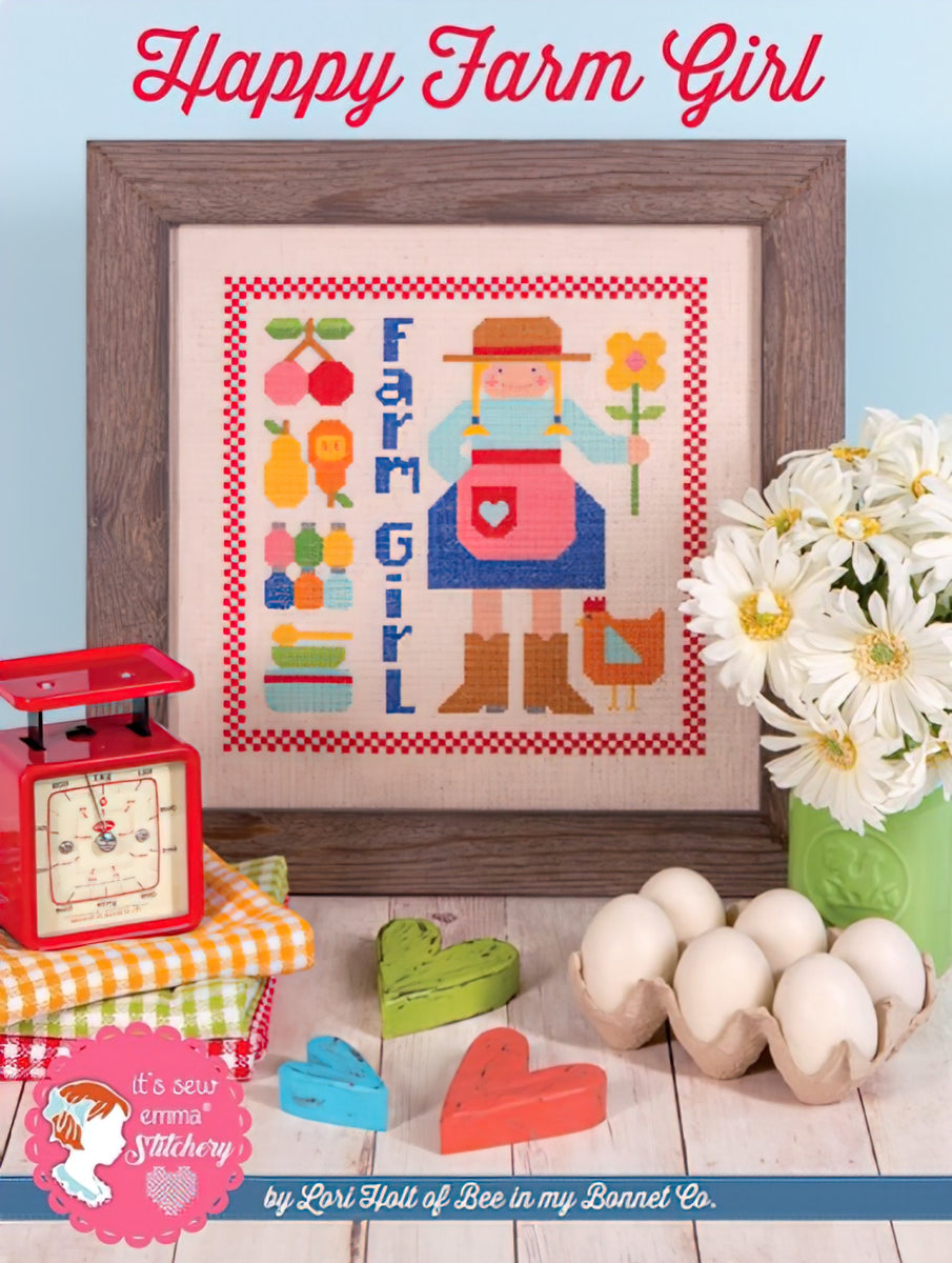 Happy Farm Girl Cross Stitch Pattern by Lori Holt
