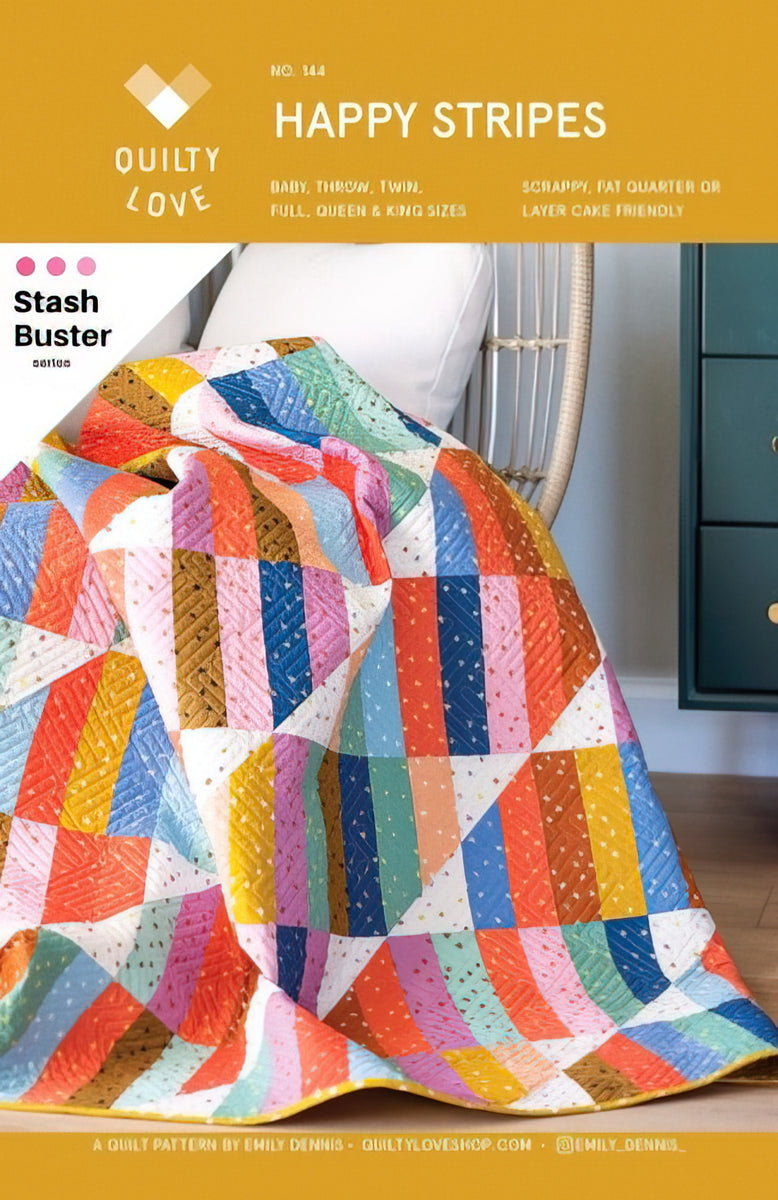 Happy Stripes Quilt Pattern by Quilty Love