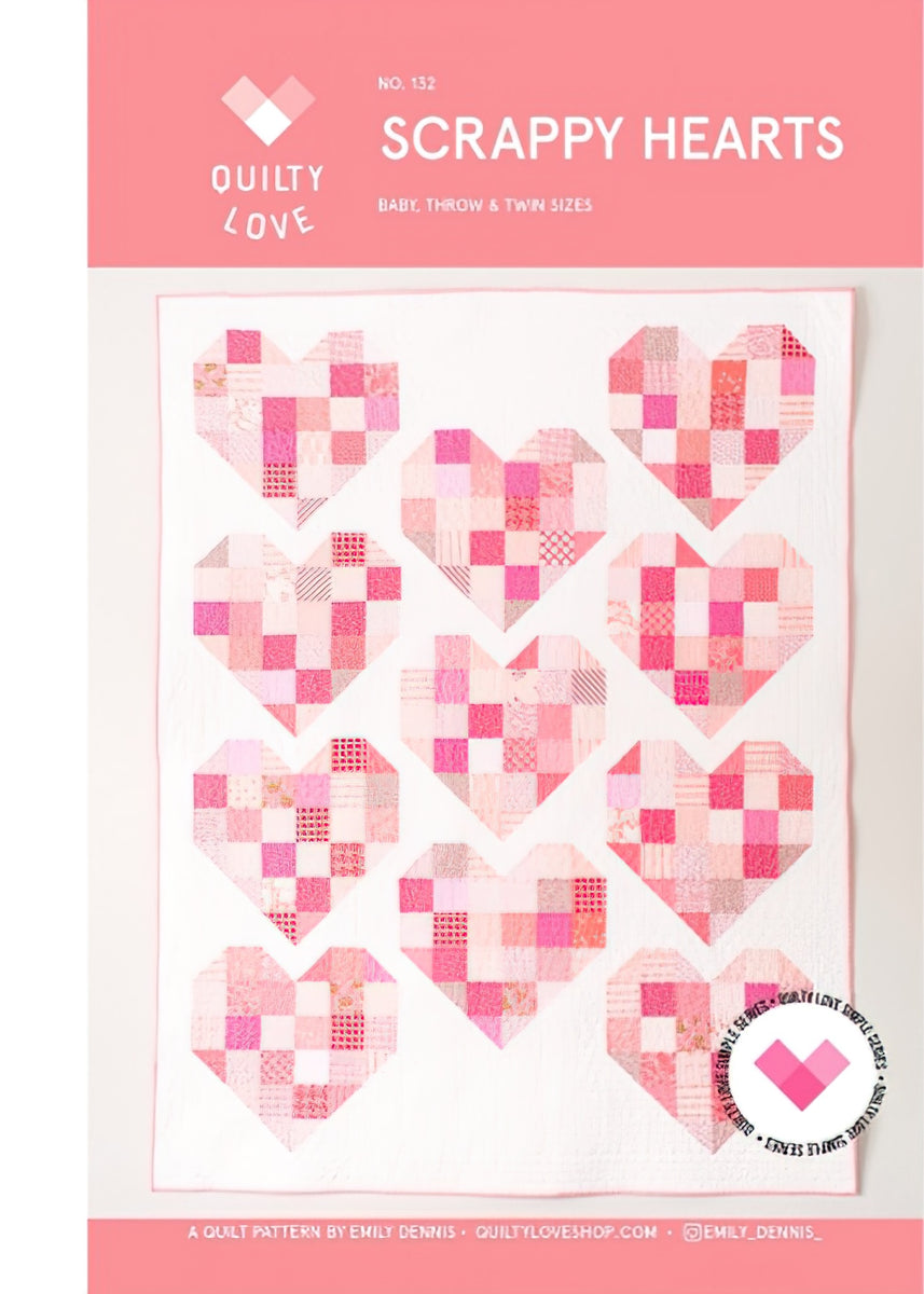 Scrappy Hearts Quilt Pattern by Quilty Love
