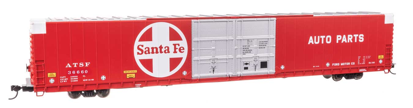 86' Pullman-Standard Double-Door Hi-Cube Boxcar - Ready to Run -- Santa Fe #36660