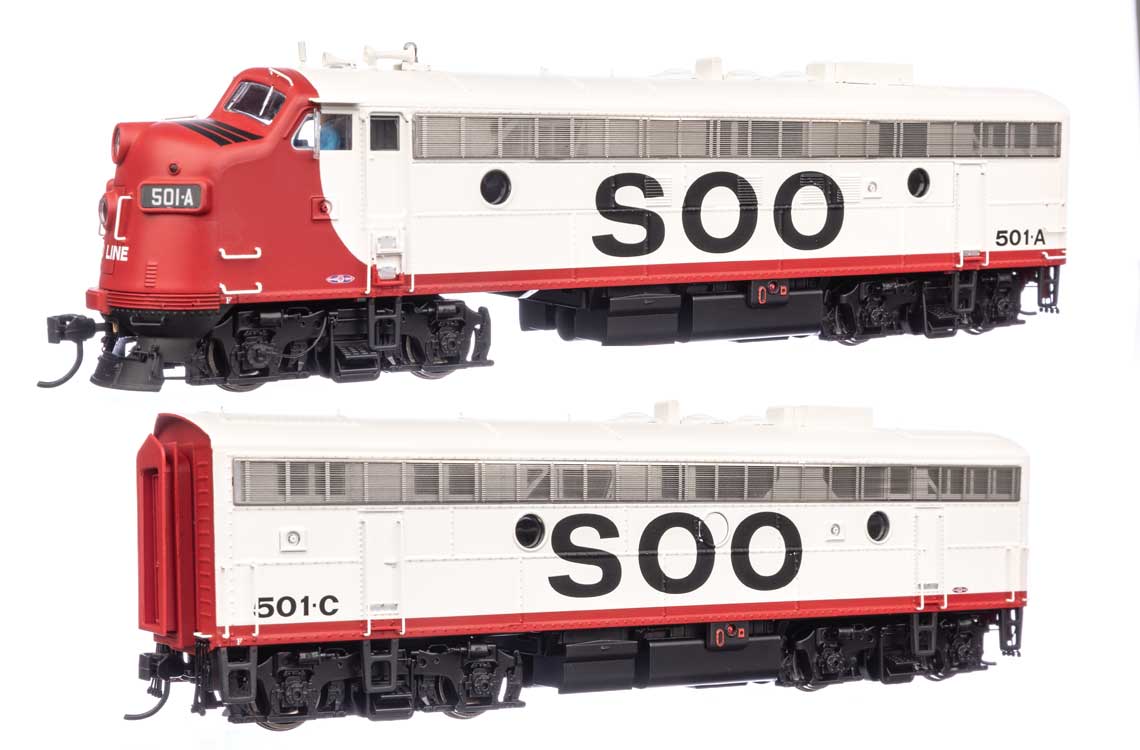 EMD FP7 & F7B- LokSound 5 Sound & DCC -- Soo Line #501A & 501C (white, red, black)