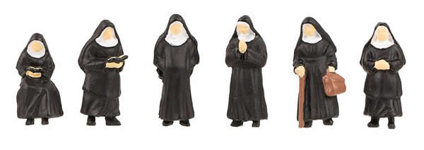 Faller 151601 HO Scale Nuns -- pkg(6)
