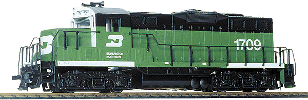 EMD GP9M - Standard DC -- Burlington Northern #1709 (green, white)