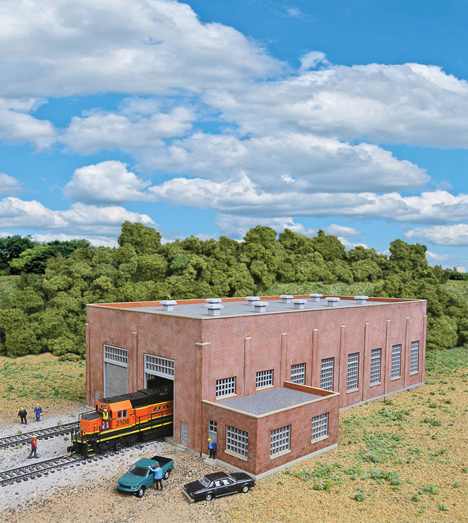 Two-Stall 130' Brick Diesel House -- Kit - 10-3/4 x 6-3/4 x 3-1/4"27.3 x 17.1 x 8.2cm