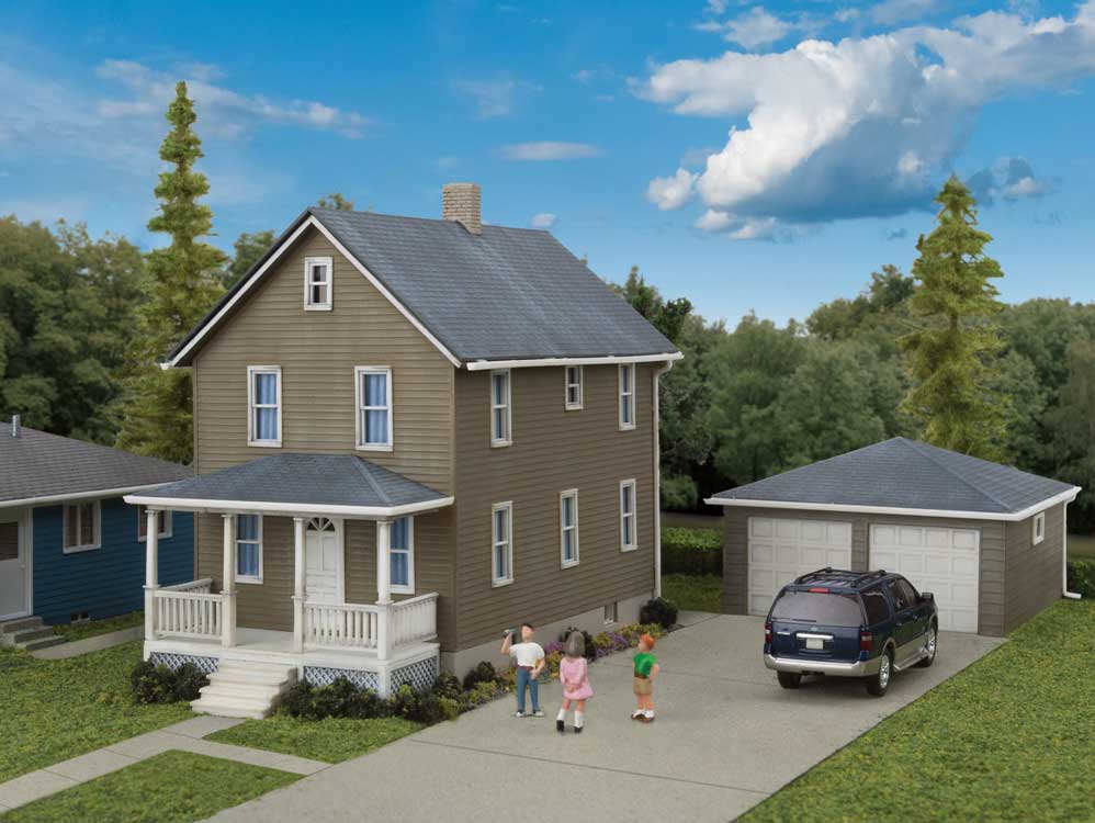 Two-Story House with Garage -- Kit - 5 x 2-1/2 x 4-1/1612.7 x 6.3 x 10.3cm