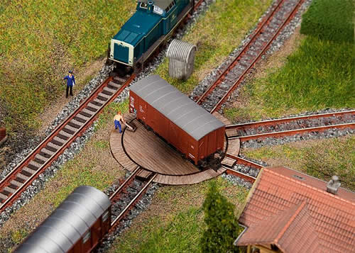 Faller 222114 N Scale Wood-Deck Freight Car Turntable w/Servo Drive -- Kit