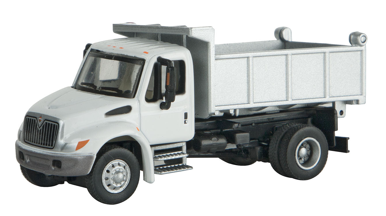 International 4300 Single-Axle Dump Truck - Assembled -- White, Railroad Maintenance-of-Way Logo Decals