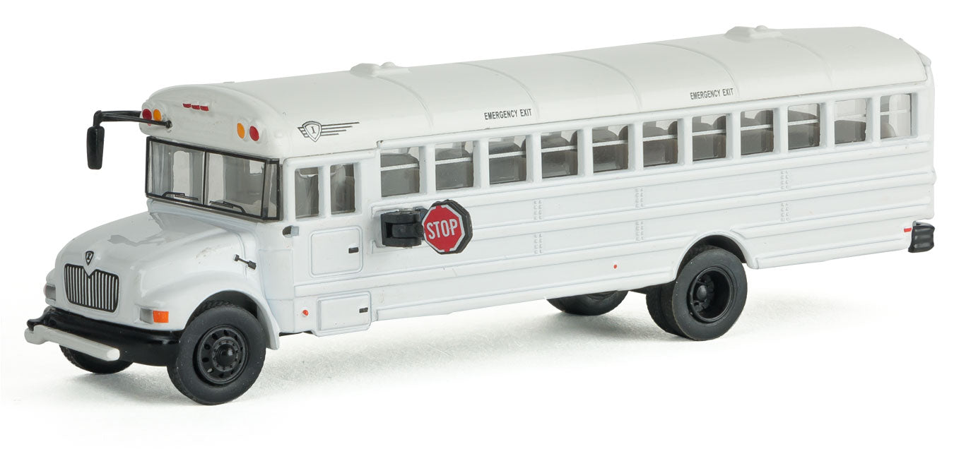 International MOW Crew Bus - Assembled -- White, Railroad Maintenance-of-Way Logo Decals