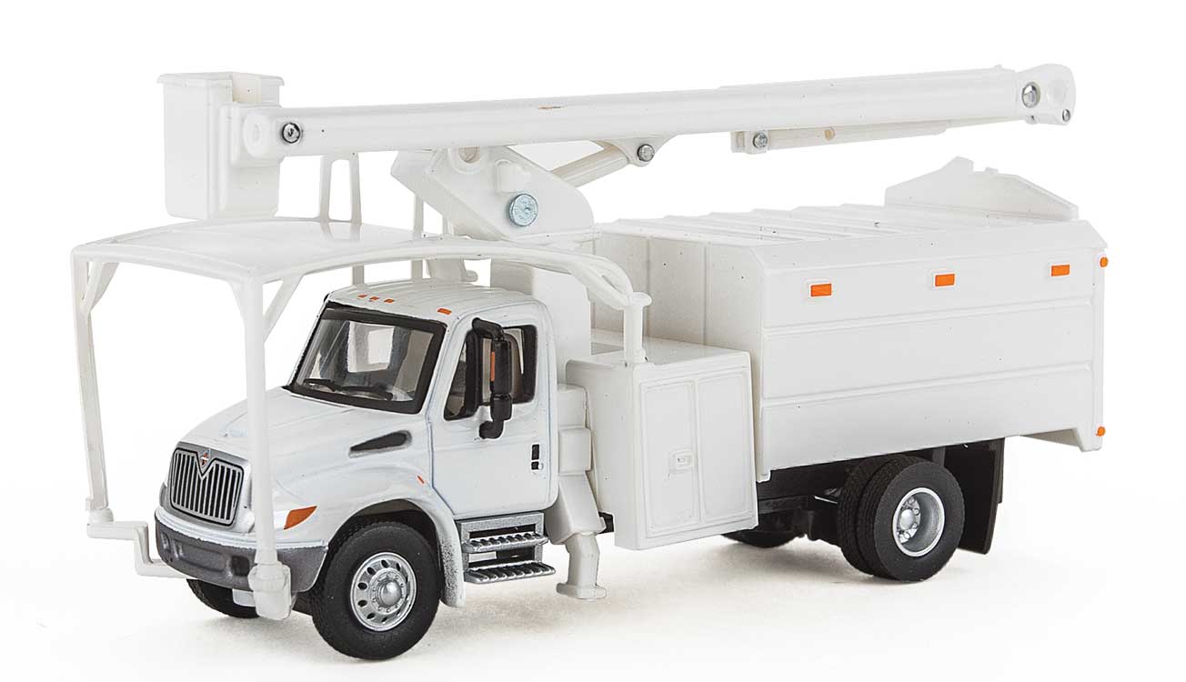International 4300 2-Axle Truck with Tree Trimmer Body - Assembled -- White Cab, Body and Boom