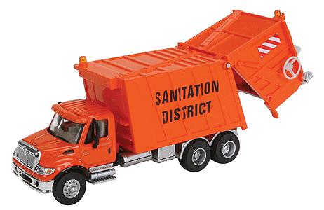 International 7600 Garbage Truck - Assembled -- Sanitation District (orange)