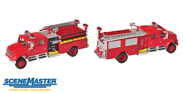 International 4900 Crew Cab Fire Engine - Assembled -- Red