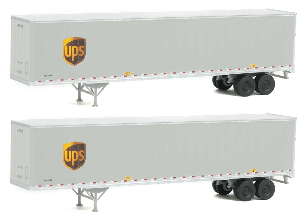 53' Stoughton Trailer 2-Pack - Assembled -- United Parcel Service (Modern Shield Logo; gray, brown, yellow)