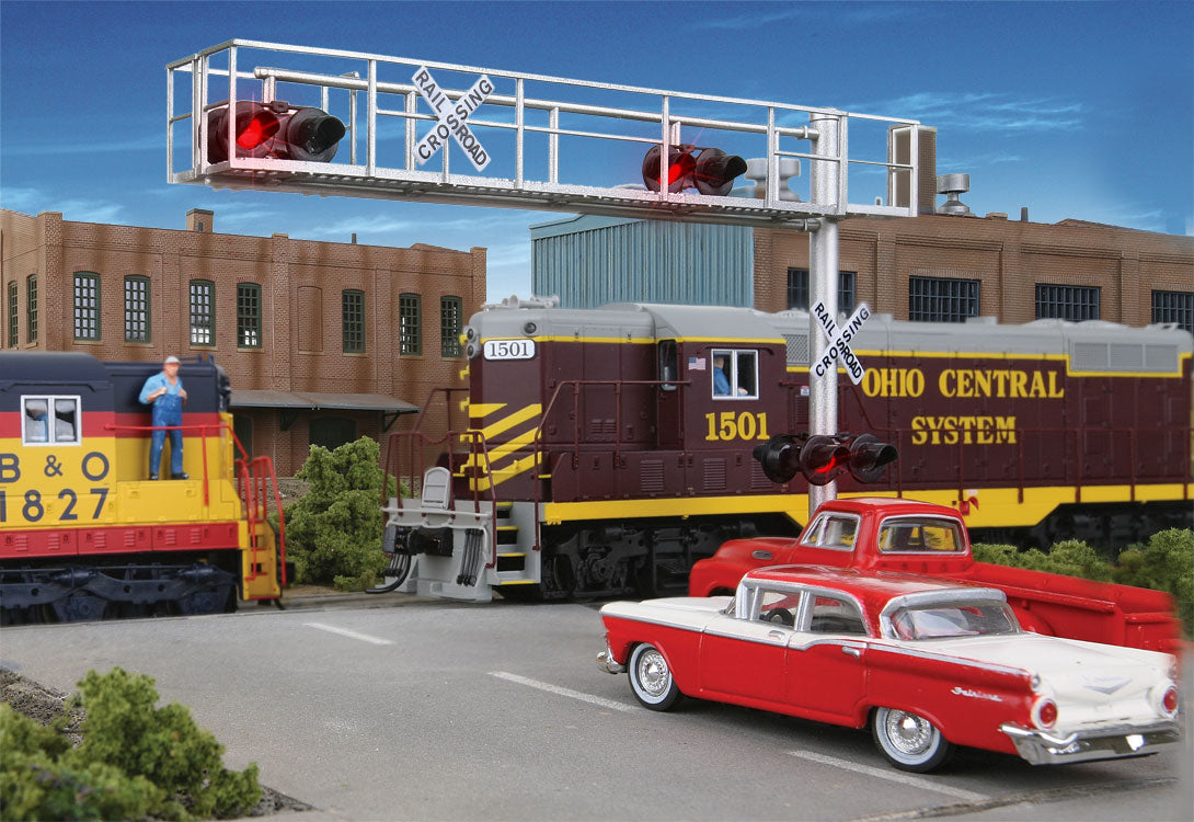 Modern Cantilever Grade Crossing Signal -- Two-Lane