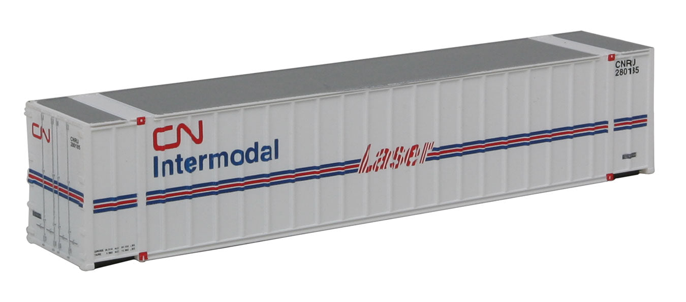 48' Ribbed Side Container - Assembled -- Canadian National (Laser Scheme; white, blue, red)