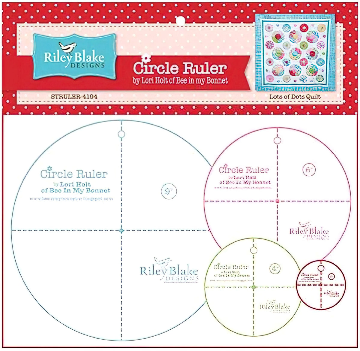 Lori Holt Circle Rulers with 9in , 6in , 4in and 2.5in
