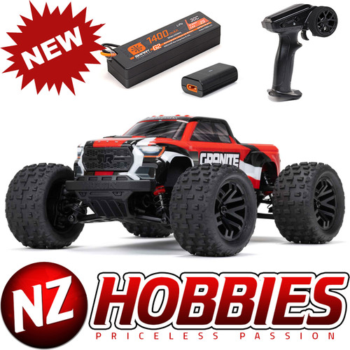 ARRMA 1/18 GRANITE GROM MEGA 380 Brushed 4X4 Monster Truck RTR w/ Battery & Charger RED # ARA2102T2