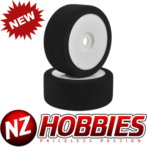 BSR Racing 1/8 Double Pink Mounted GT Foam Tire On White Dish 17mm Hex Wheels (2) # C8018