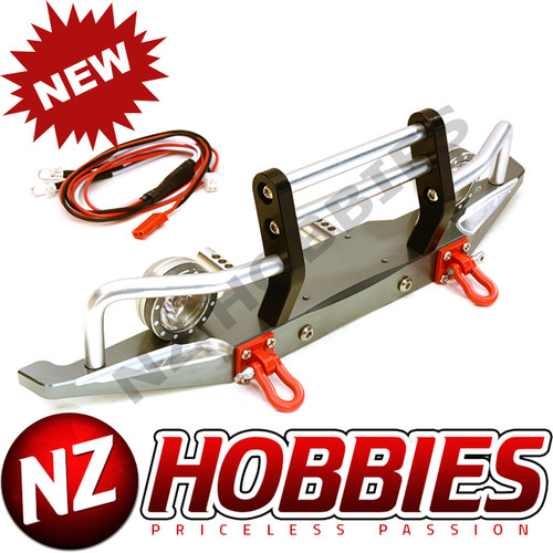 Integy C27283GUN Billet Machined Alloy Front Bumper w/ LED(2) : Axial SCX10 II 43mm Mount