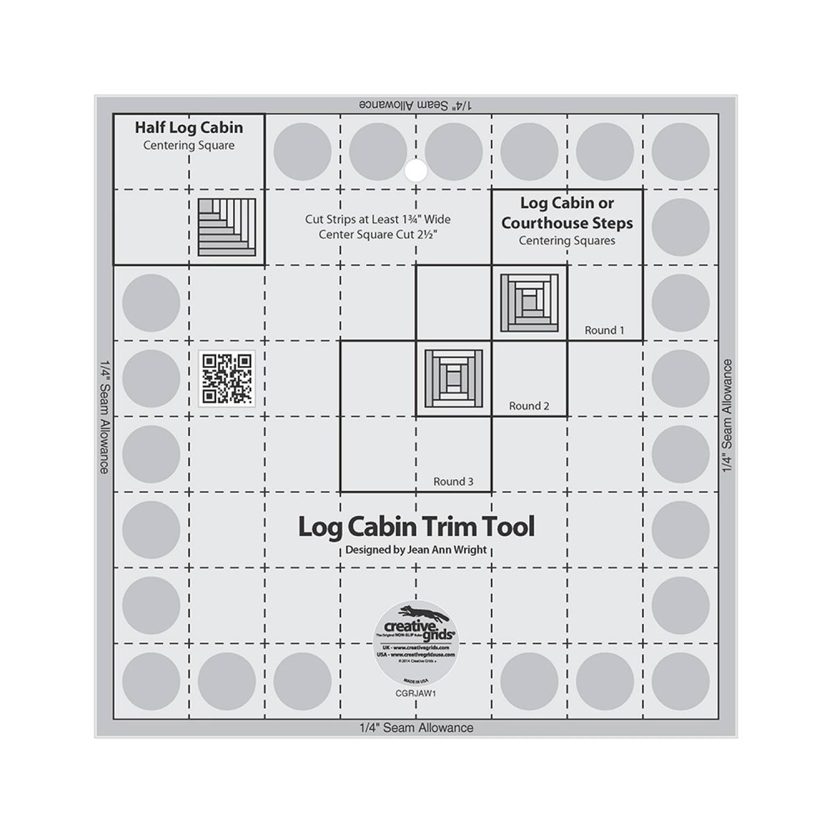 Creative Grids Log Cabin Trim Tool for 8" x 8" Finished Blocks CGRJAW1