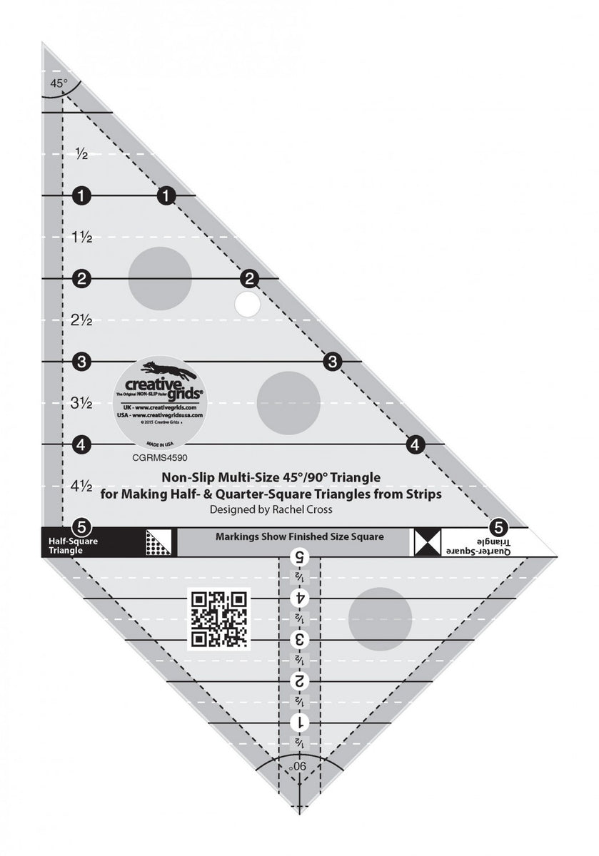 Creative Grids Multi-size 45 & 90 degree Triangle Ruler CGRMS4590