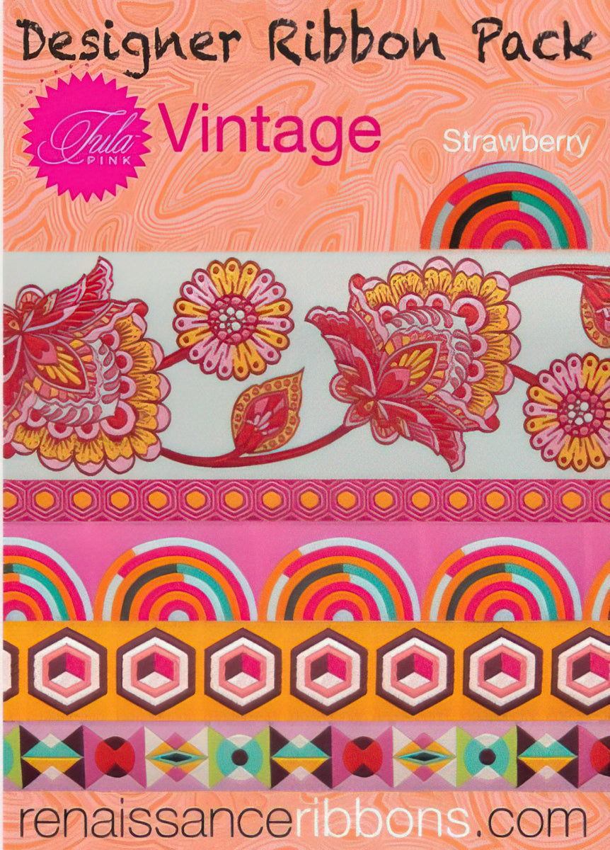 Tula Pink Vintage Strawberry Designer Ribbon Pack by Renaissance Ribbons