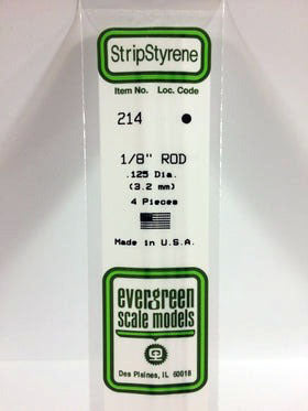 Opaque White Polystyrene Round Rod 1/8" Outer Diameter (4) (EVG214)