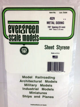 Opaque White Polystyrene Corrigated Siding 0.40"x6"x12" 0.100" Groove Spacing (1) (EVG4529)