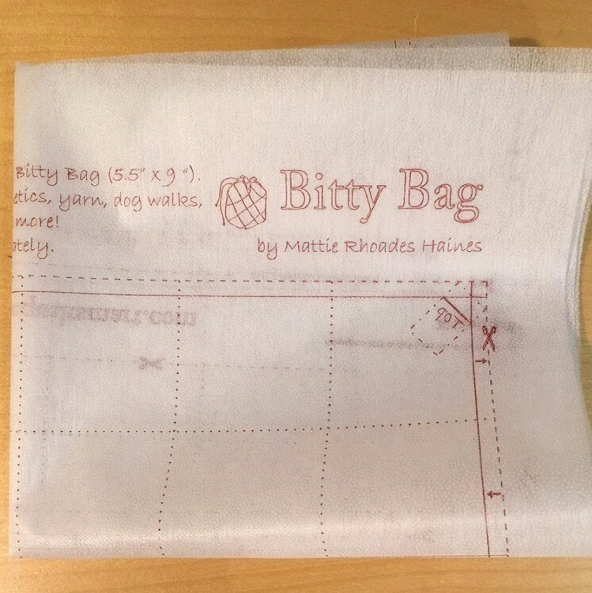 Bitty Bag Pre Printed Interfacing Only - 1 panel by Quiltsmart