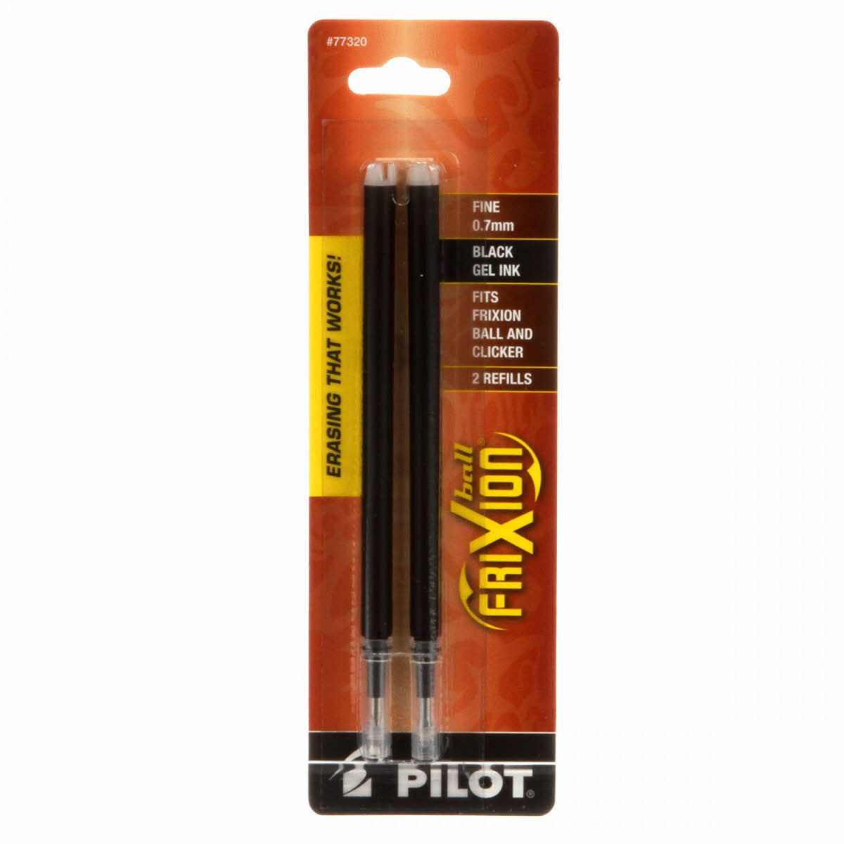 Pilot Frixion Clicker Pen Black Fine Point 0.7mm Refill 2pk