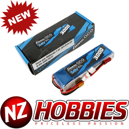 Gens Ace 3000mAh 7.4V 2S1P TX Lipo Battery Pack w/ JST Plug