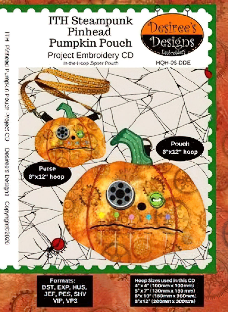 CD - ITH Steampunk Pinhead Pumpkin Pouch by Desiree's Designs
