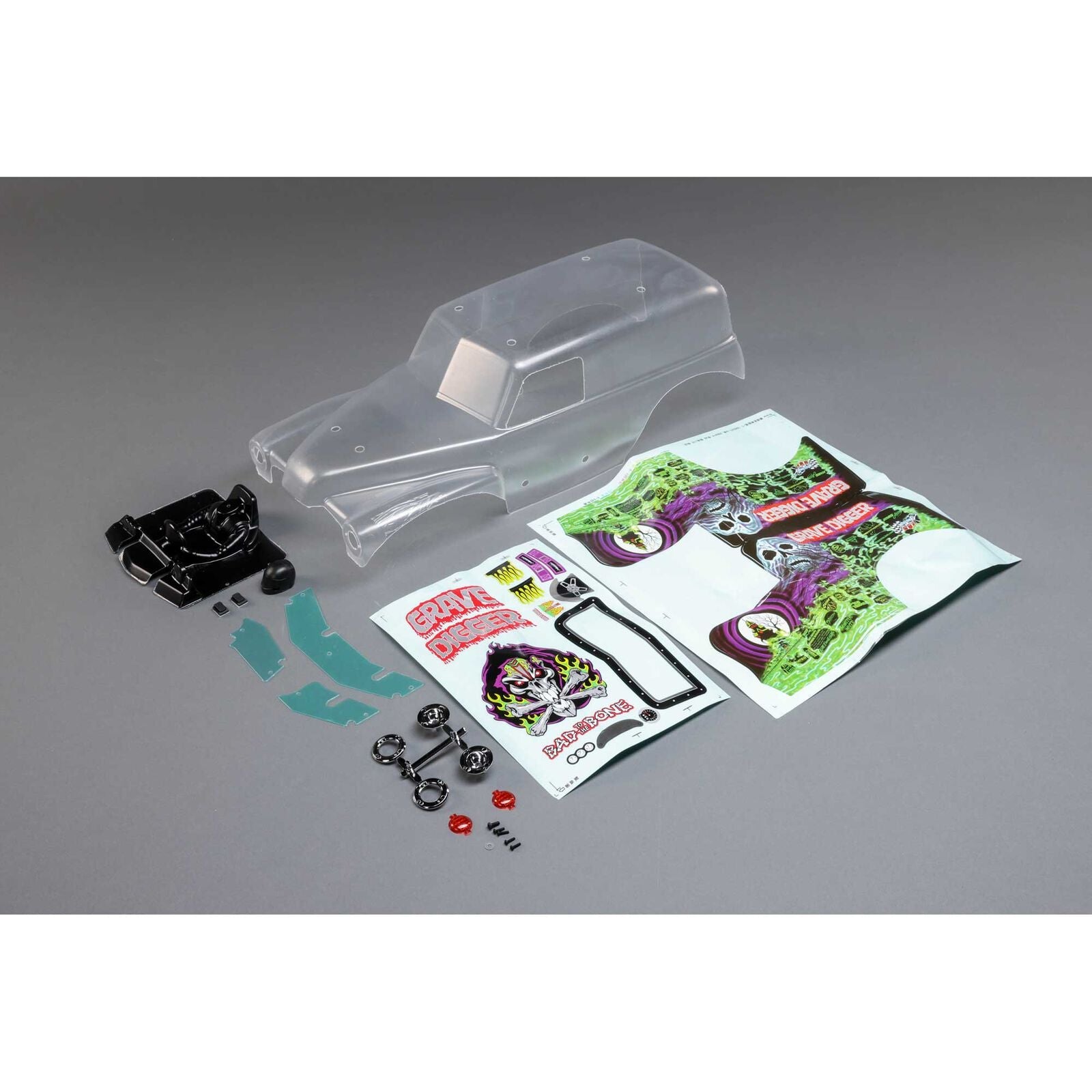 LOSI Body Set, Grave Digger, Clear: LMT (LOS240014)