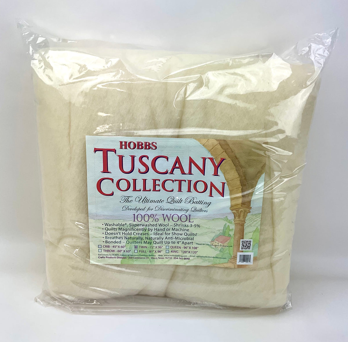 Hobbs -Tuscany 100% Wool Quilt Batting TWIN