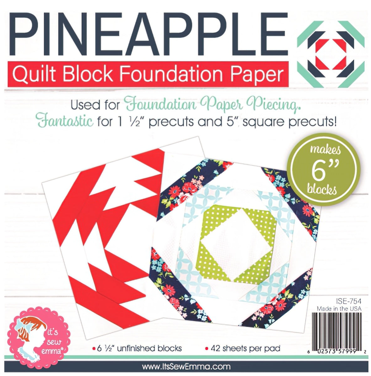 Pineapple 6 Inch Block Foundation Paper Pad by Its Sew Emma