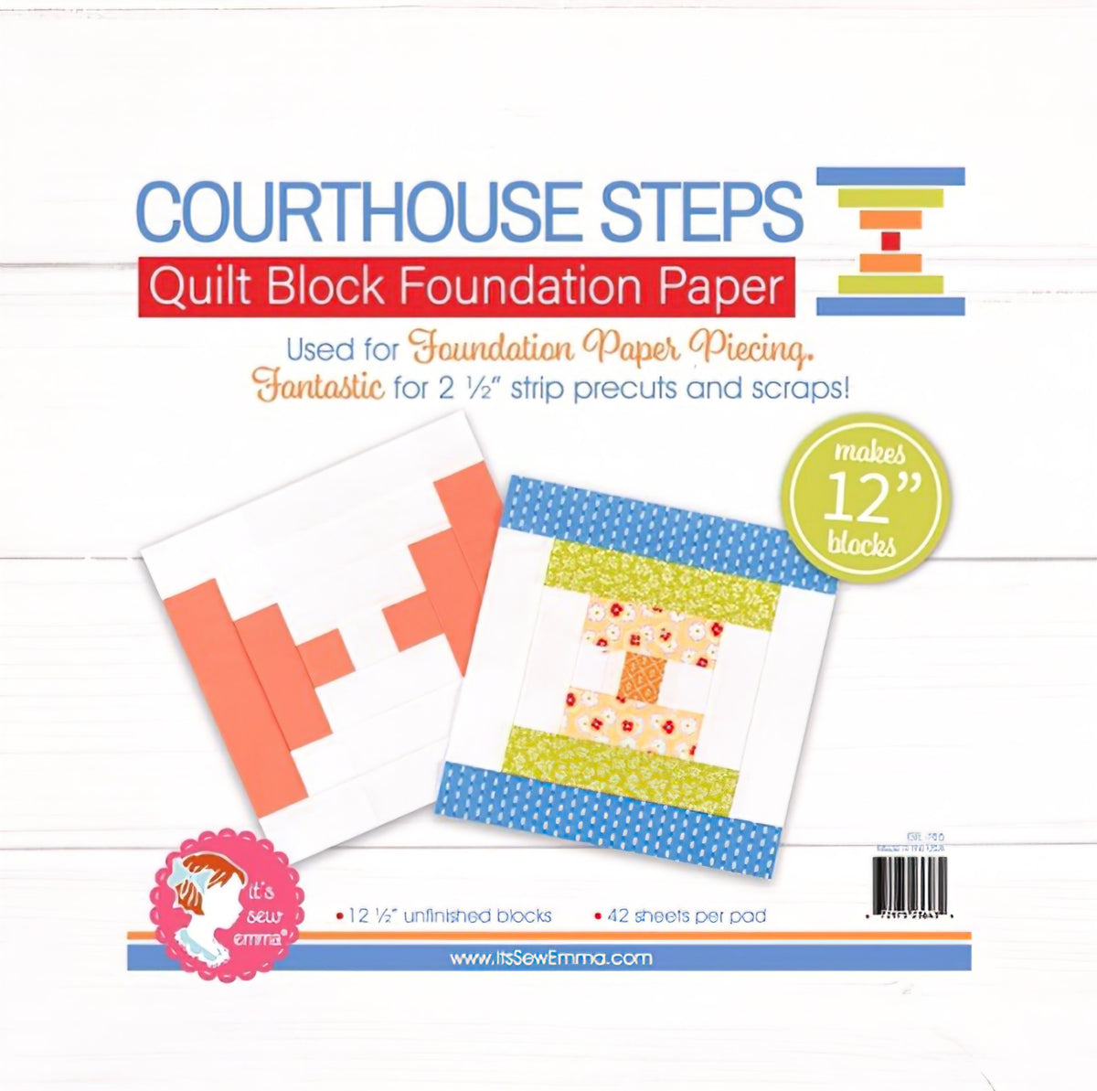 Courthouse Steps 12in Quilt Block Foundation Paper by Its Sew Emma