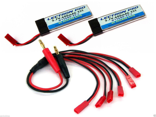 CS COMBO JST-6 - Parallel Charging Adapter : 6 Lipos w/ 3.7 volt 600mAh 35C LiPo