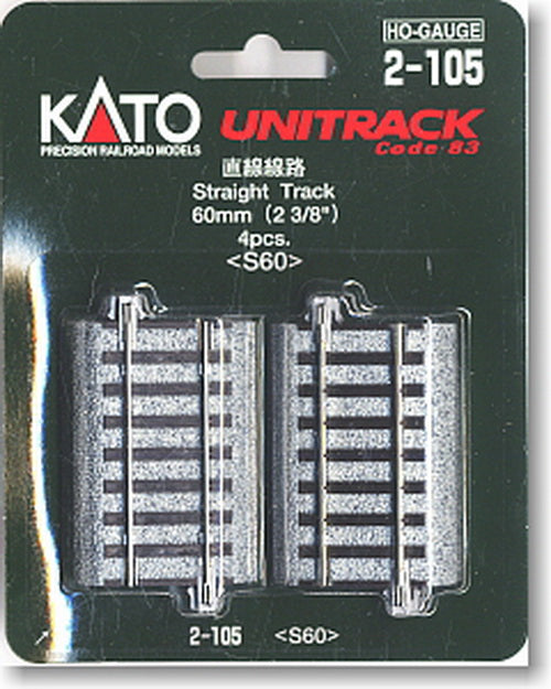 Kato 2-105 HO Gauge Code 83 2-3/8" Straight UniTrack (Pack of 4)