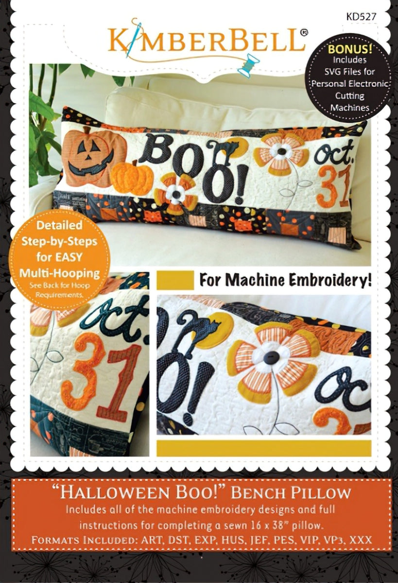 CD - Halloween Boo! Bench Pillow CD Machine Embroidery by KimberBell Designs KD527