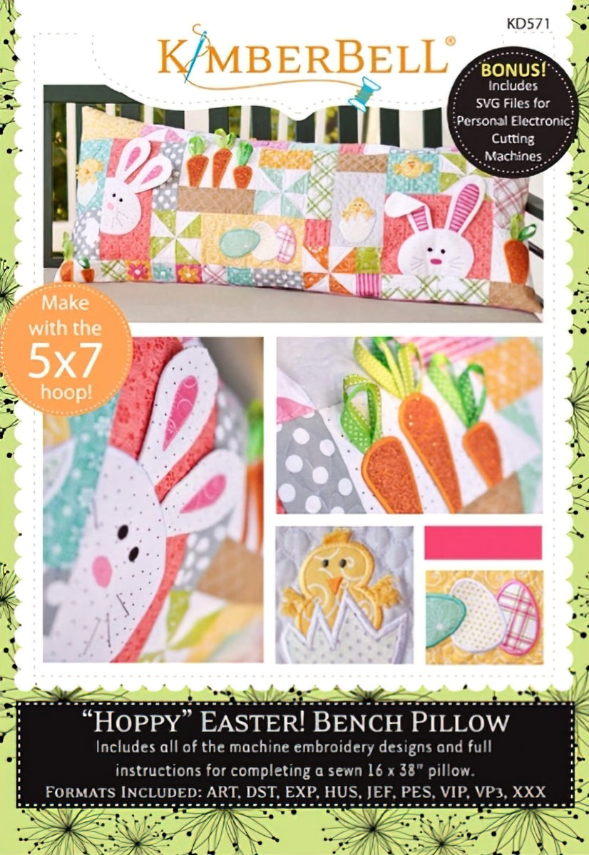CD - Hoppy Easter Bench Pillow Machine Embroidery CD by KimberBell Designs