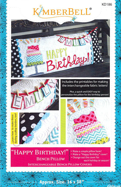 Happy Birthday Bench Pillow KimberBell Designs KD186