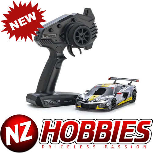 Kyosho 32356CRY Mini-Z RWD MR-04 readyset Chevrolet Corvette C8.R Chrome/Yellow Kyosho America 20th Anniversary
