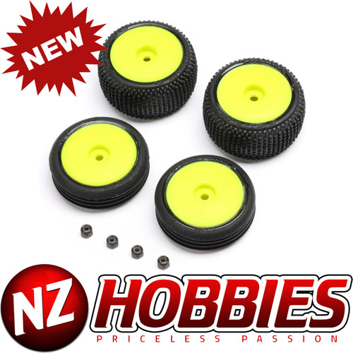 Losi LOS-1762 Tires, Wheels, Yellow, Mounted: Micro-B