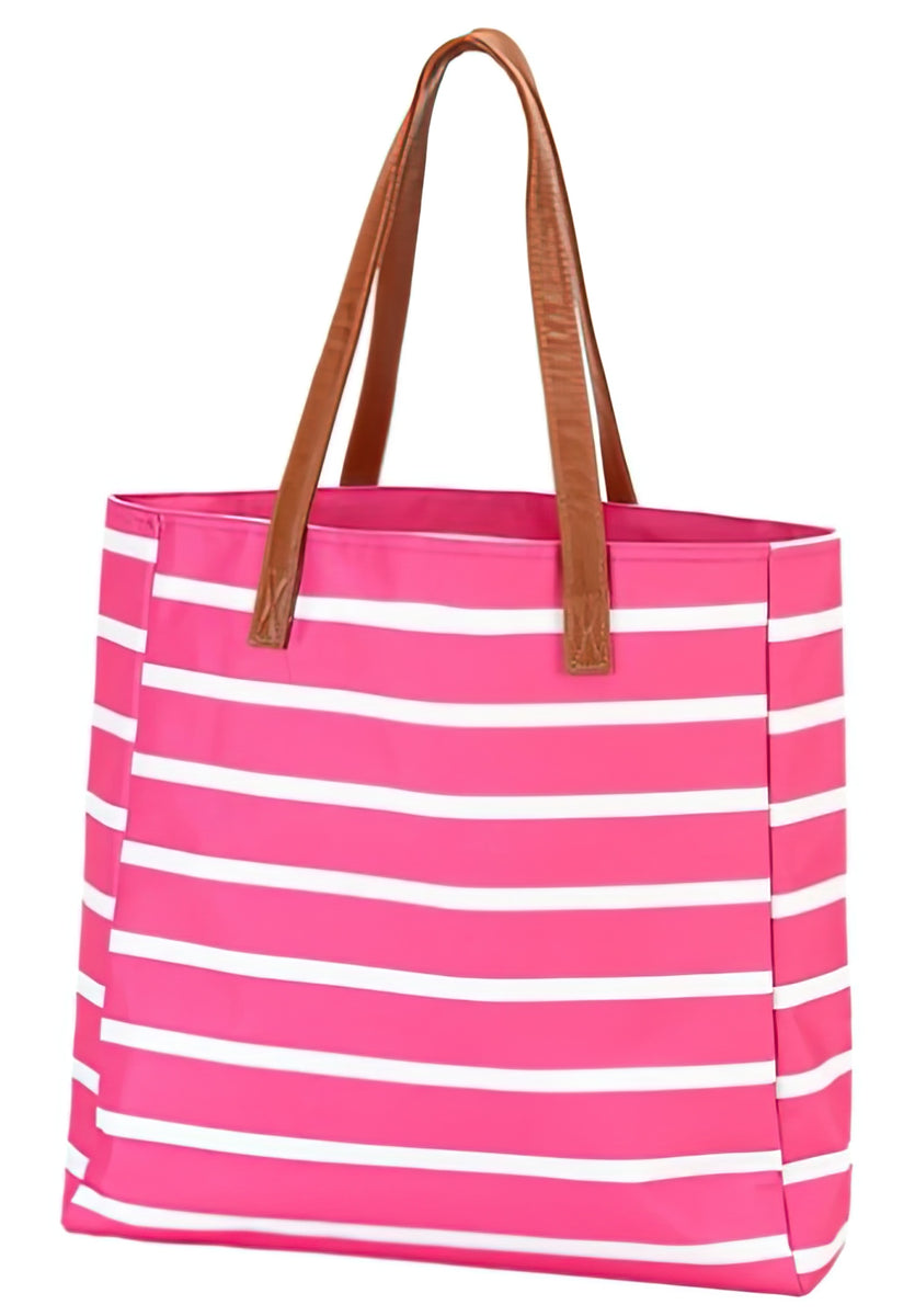 Viv & Lou Hot Pink Stripe Tailgate Tote